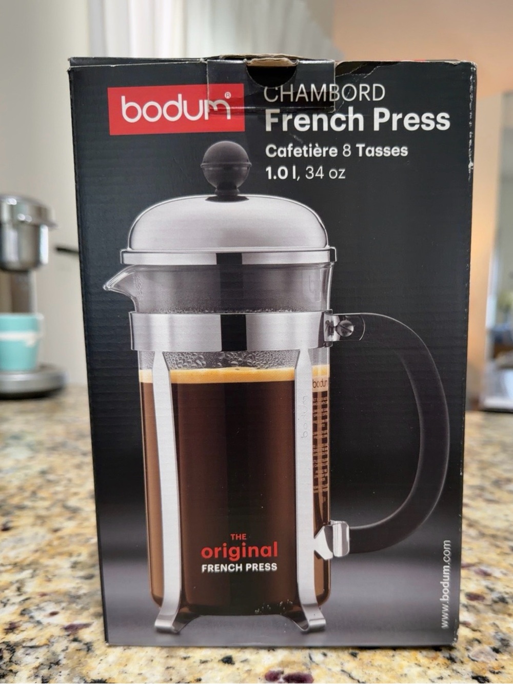 NIB Bodum Chambord 8-Cup French Press Coffee Maker, Silver